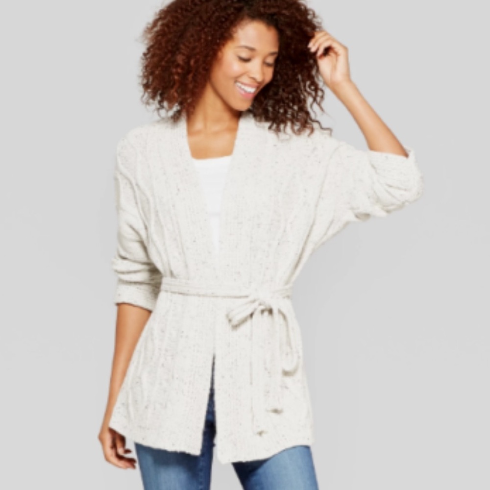 Universal Thread Women's Cable Wrap Sweater Grey Size Medium
